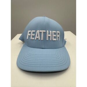 NWT Feather Golf Hat Men's Light Blue Embroidered Snapback Cap - One Size